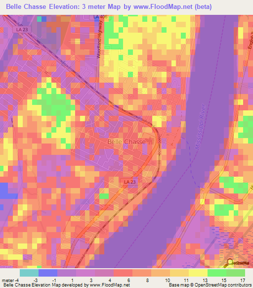 Belle Chasse,US Elevation Map