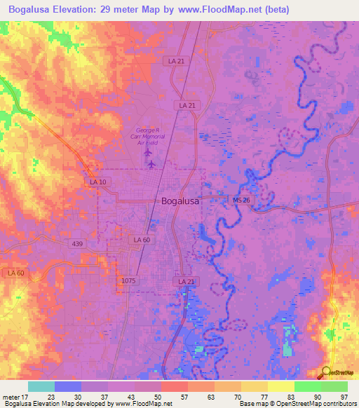 Bogalusa,US Elevation Map