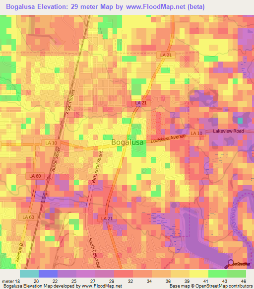 Bogalusa,US Elevation Map