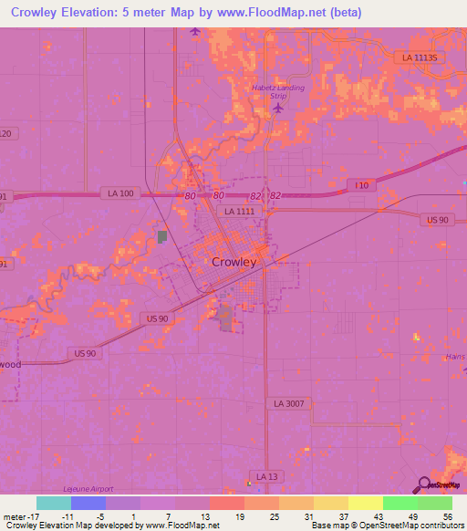 Crowley,US Elevation Map