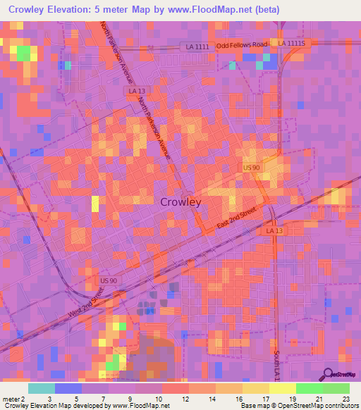 Crowley,US Elevation Map