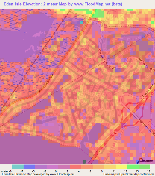 Eden Isle,US Elevation Map