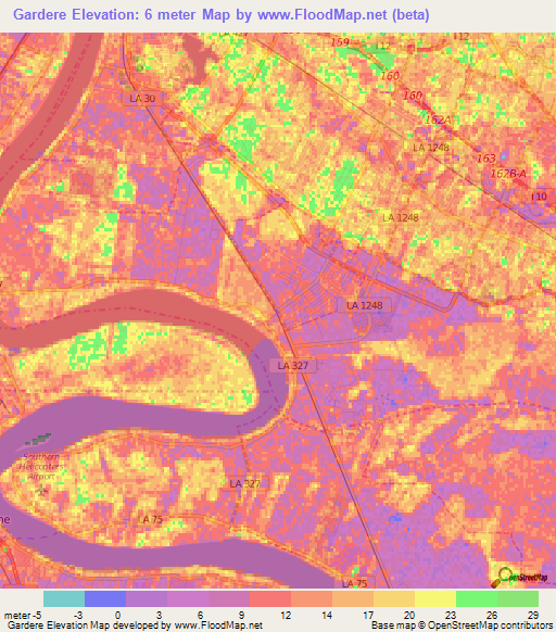 Gardere,US Elevation Map