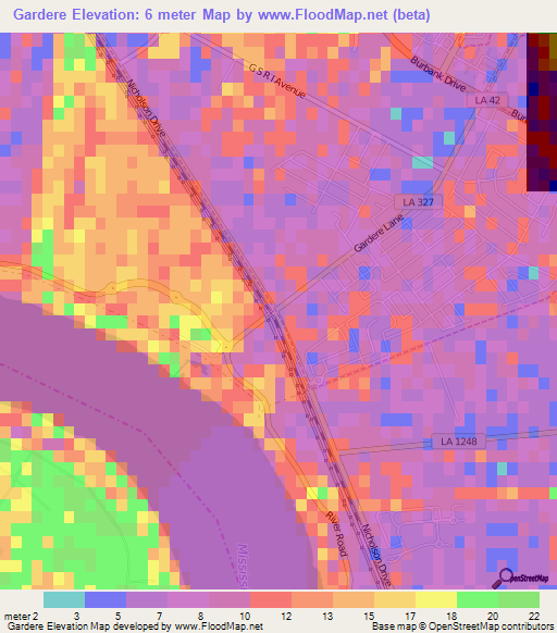 Gardere,US Elevation Map