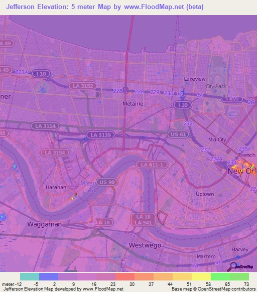 Jefferson,US Elevation Map