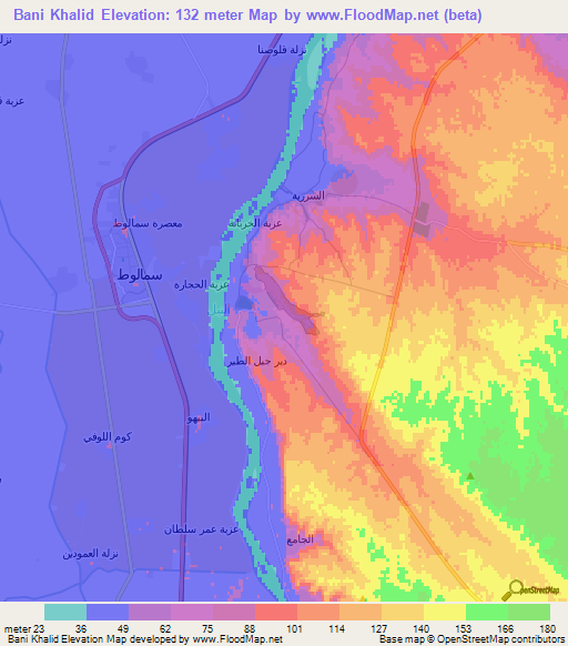 Bani Khalid,Egypt Elevation Map