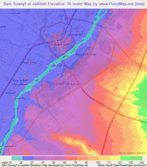 Bani Suwayf al Jadidah,Egypt Elevation Map