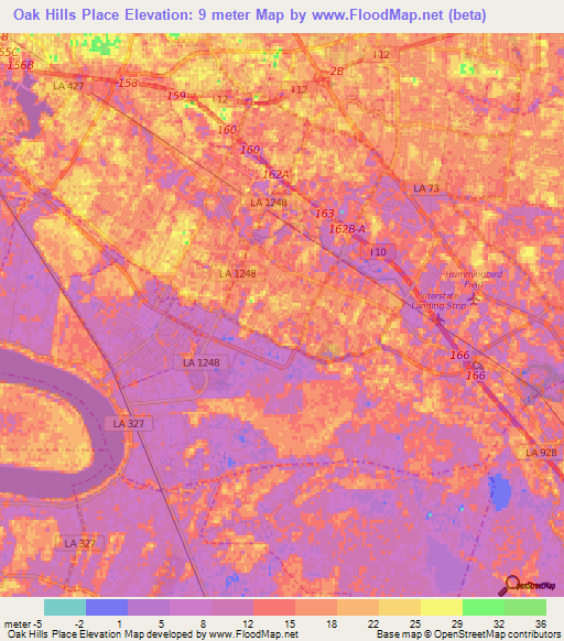 Oak Hills Place,US Elevation Map