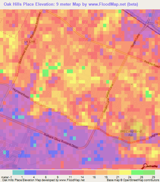 Oak Hills Place,US Elevation Map