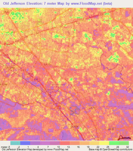 Old Jefferson,US Elevation Map