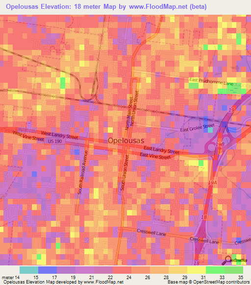 Opelousas,US Elevation Map