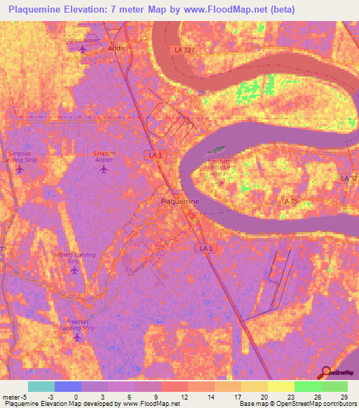 Plaquemine,US Elevation Map