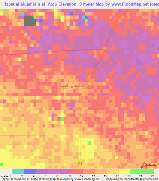 `Izbat al Mujahidin al `Arab,Egypt Elevation Map