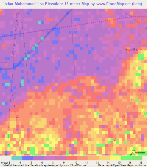 `Izbat Muhammad `Isa,Egypt Elevation Map