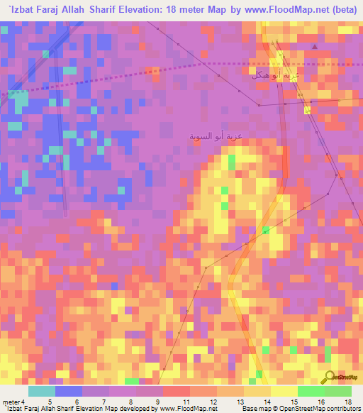 `Izbat Faraj Allah Sharif,Egypt Elevation Map