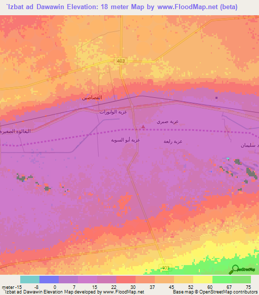 `Izbat ad Dawawin,Egypt Elevation Map