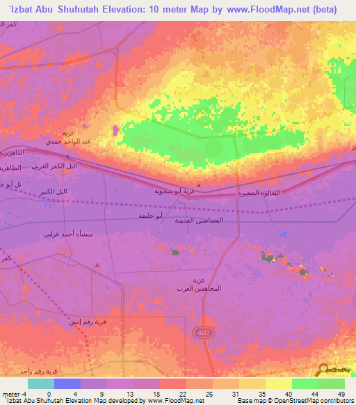 `Izbat Abu Shuhutah,Egypt Elevation Map