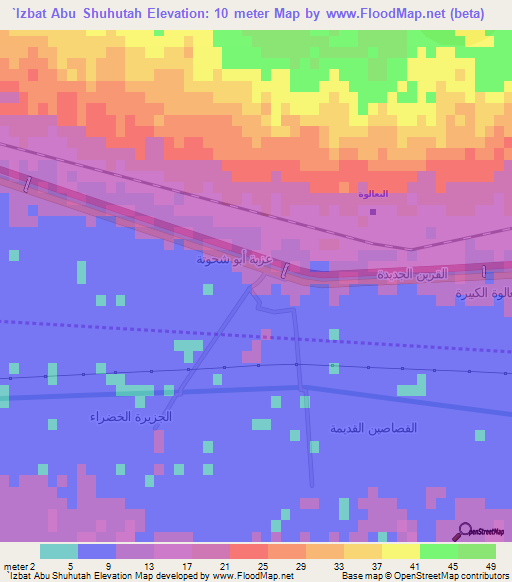 `Izbat Abu Shuhutah,Egypt Elevation Map