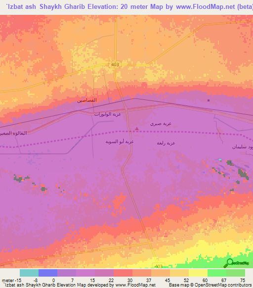 `Izbat ash Shaykh Gharib,Egypt Elevation Map