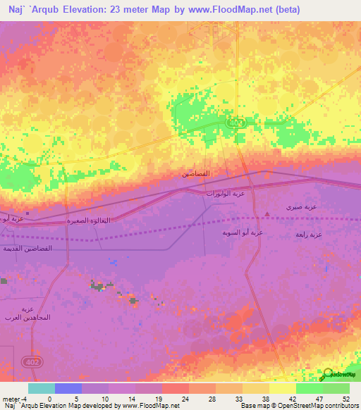 Naj` `Arqub,Egypt Elevation Map