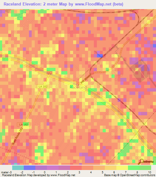 Raceland,US Elevation Map