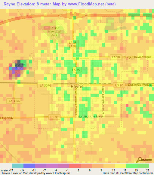 Rayne,US Elevation Map