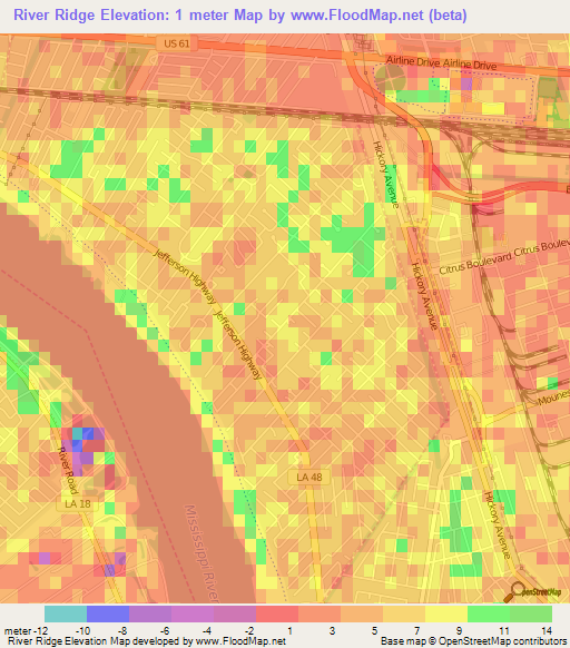 River Ridge,US Elevation Map