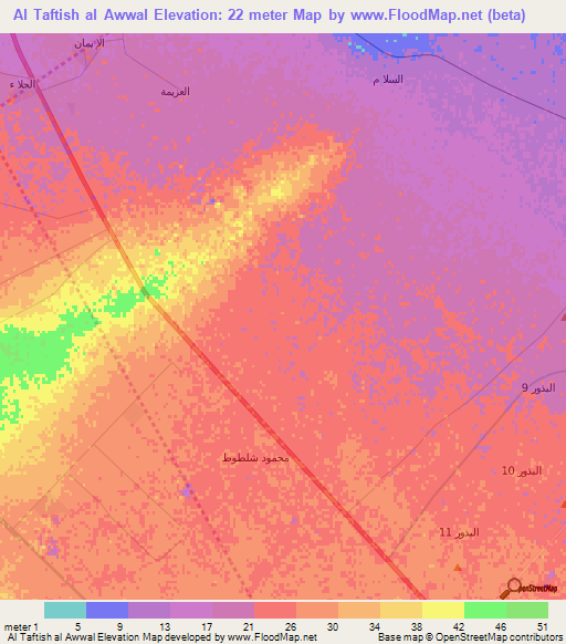 Al Taftish al Awwal,Egypt Elevation Map