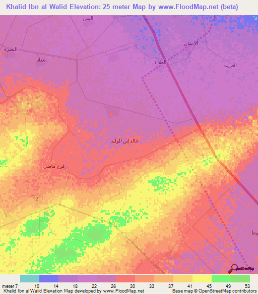 Khalid Ibn al Walid,Egypt Elevation Map