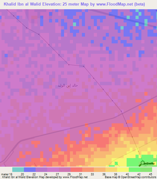 Khalid Ibn al Walid,Egypt Elevation Map