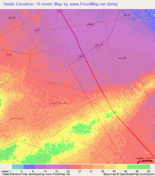 Halab,Egypt Elevation Map