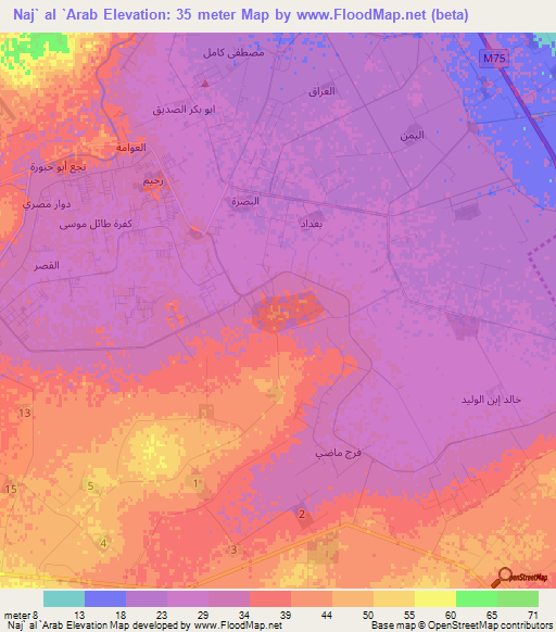 Naj` al `Arab,Egypt Elevation Map