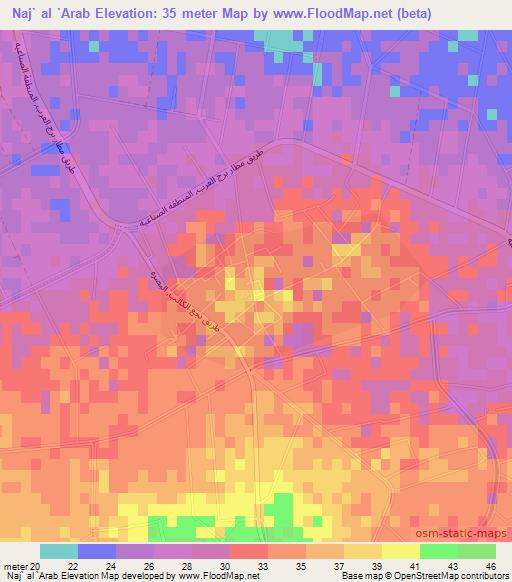 Naj` al `Arab,Egypt Elevation Map