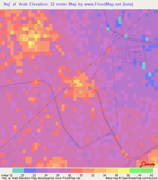 Naj` al `Arab,Egypt Elevation Map