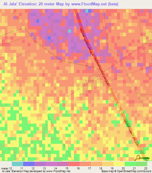 Al Jala',Egypt Elevation Map