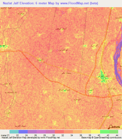 Nazlat Jalf,Egypt Elevation Map