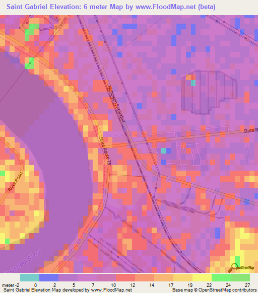 Saint Gabriel,US Elevation Map