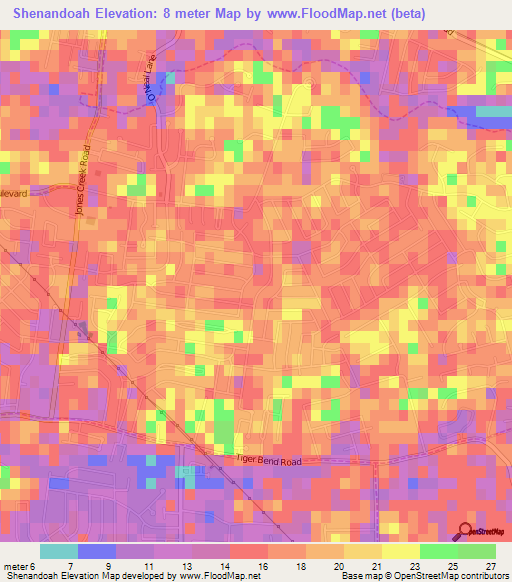 Shenandoah,US Elevation Map