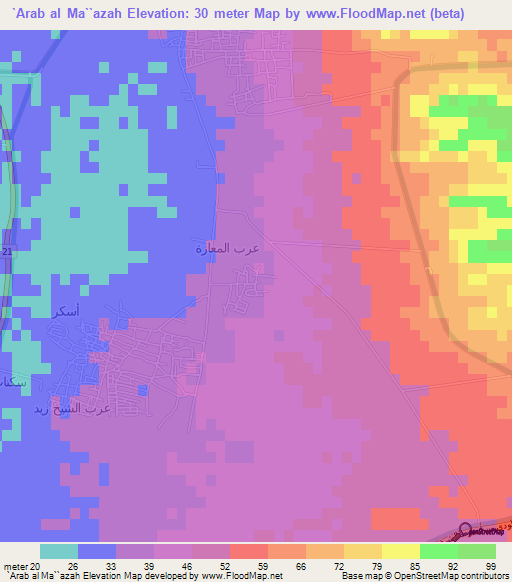 `Arab al Ma``azah,Egypt Elevation Map