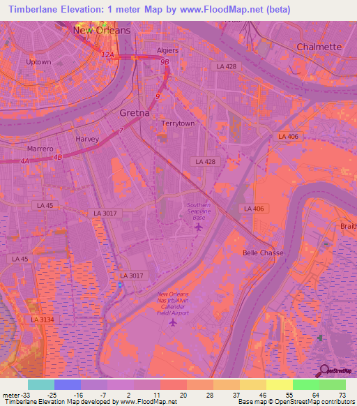 Timberlane,US Elevation Map