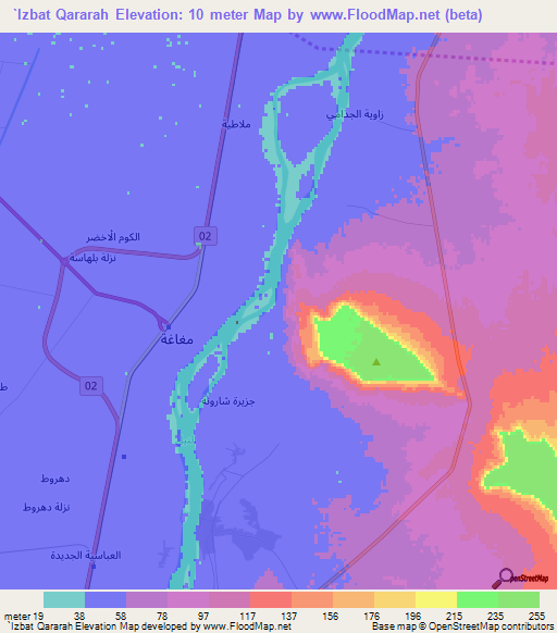 `Izbat Qararah,Egypt Elevation Map