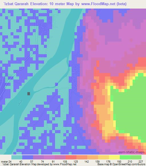 `Izbat Qararah,Egypt Elevation Map