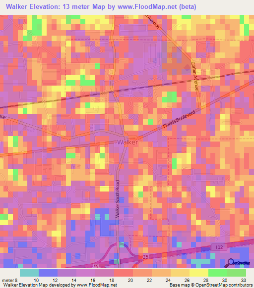 Walker,US Elevation Map