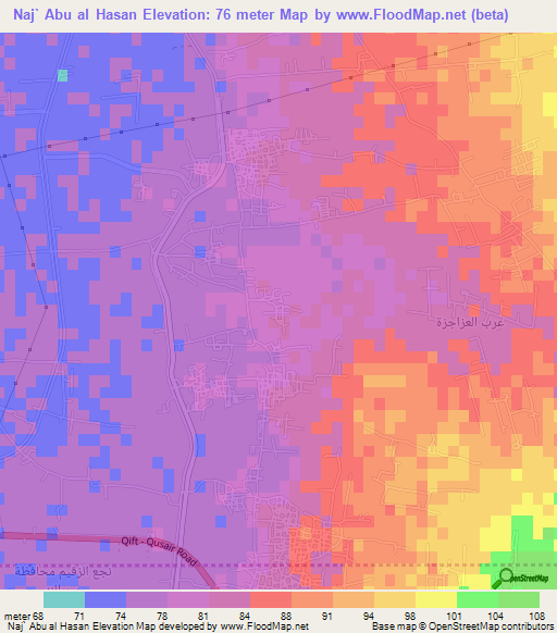 Naj` Abu al Hasan,Egypt Elevation Map
