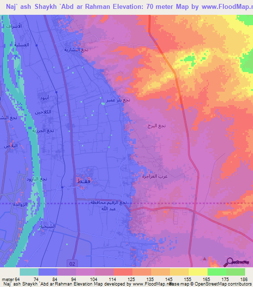 Naj` ash Shaykh `Abd ar Rahman,Egypt Elevation Map