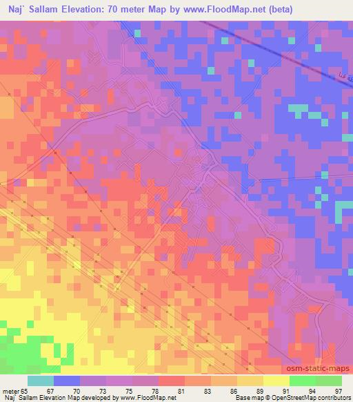 Naj` Sallam,Egypt Elevation Map