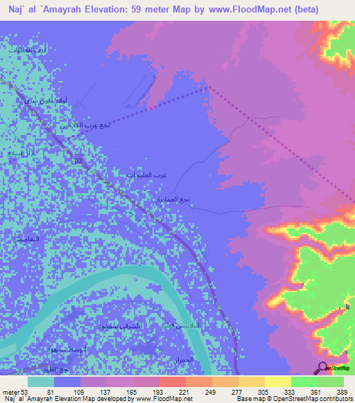 Naj` al `Amayrah,Egypt Elevation Map