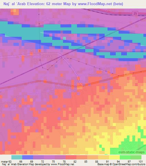 Naj` al `Arab,Egypt Elevation Map