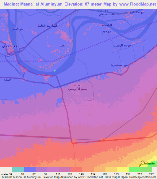 Madinat Masna` al Aluminyum,Egypt Elevation Map