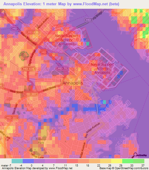 Annapolis,US Elevation Map